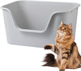 Vealind Cat Litter Tray with High Sided and Low Entry 100% Leak Proof Anti Splash Open Top Cats Litter Box Kitten Litter Tray