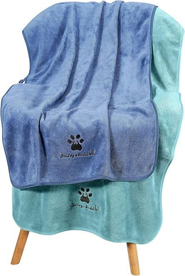 Bailey & buddies Dog Towels – Super Absorbent Microfibre Pet Towel Set (2 Pack, Green & Blue) | Quick Dry, Soft & Durable, 100×50cm for Dogs, Cats & Other Pets