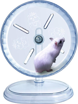 Silent Hamster Exercise Wheel,Quiet Hamsters Wheels,Adjustable Stand Silent Hamster Wheel for Hamsters,Gerbils,Mice,Small Animals (Transparent, Ф 7 inch)