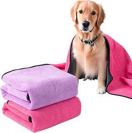 SLSON 2PCS Dog Towels Extra Large 140x70cm, Super Absorbent Dog Bath Towel, Fast-Drying Coral Fleece Pet Towel, Large Microfibre Drying Pet Towels for for Dog Shower,Bath,Grooming