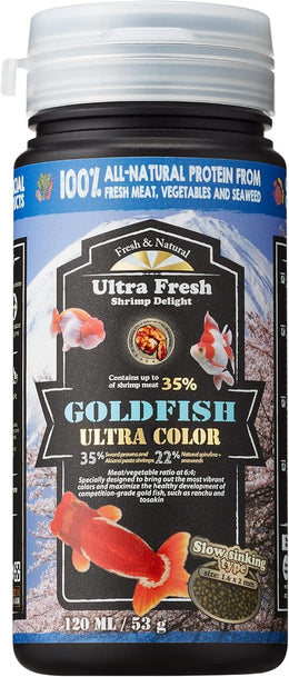 Ultra Fresh Sinking Goldfish Food, Color Enhancing, Balanced Diet, All Natural Ingredients, Clear Water Formula, Slow Sinking Gold Fish Pellets, Goldfish Ultra Color 53g