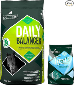 SPILLERS Daily Balancer Horse Feed 15KG, Mint & Rosemary – Contains Vitamins, Minerals and Biotin – Provides Balanced Diet for Horses and Ponies – No Added Iron – Supports Hoof Health