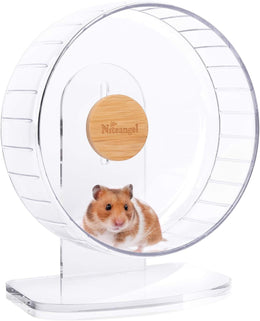 Niteangel Super Silent Hamster Exercise Wheels - Quiet Spinner Hamster Running Wheels with Adjustable Stand for Hedgehog Gerbils Mice Or Other Small Animals (Medium, Transparent)