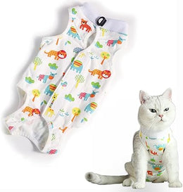 Cat Professional Recovery Suit，Body Suits for Abdominal Wounds or Skin Diseases，E-Collar Alternative for Cats, Onesie Cat Clothes After Surgery Collar & Cone Alternative