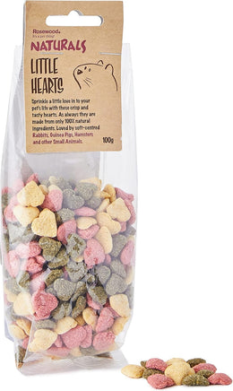 Rosewood Naturals Little Hearts, Small Animal Treats for Rabbits, Guinea Pigs, Chinchillas, Degus, Hamsters, Gerbils, Mice and Rats, 100g