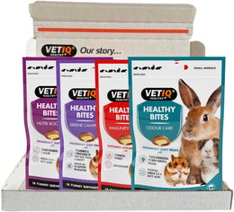 VETIQ Healthy Bites Small Animals Variety Pack, Hamster, Guinea Pig & Rabbit Treats, Odour Care, Nutrition Booster, Immune System Care, Calming Remedy, Dental Care, No Preservatives, 30 g (Pack of 4)