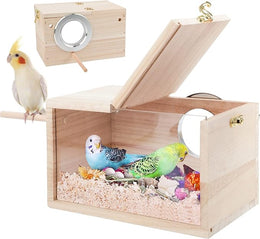 Budgie Nesting Box Transparent Design, Bird Nest Breeding Box with Perch Wood Bird Cage House for Lovebirds Budgies Finch