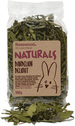 Rosewood Naturals Dandelion Delight, Small Animal Treat for Rabbits, Guinea Pigs, Chinchillas and Degus, 100g