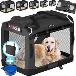 Medium Dog Crate - Fabric Dog Cage Foldable Portable Indoor & Car Travel Pet Carrier for Pets | Lightweight with Mesh Windows | Puppy, Kitten, Dog, Cat Carrier | 60x42x42cm Anthracite Grey