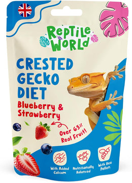 Crested Gecko Diet - Blueberry & Strawberry 60g | Complete Food for Geckos, All Natural, Over 65% Real Fruit, Made in the UK