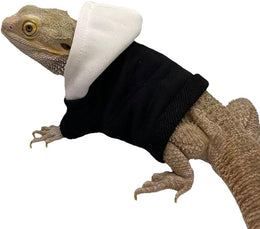 Lizard Clothes for Bearded Dragons Reptile Apparel Handmade Cotton Material Hoodies Gift for Lizard Small Animal Gecko Chameleon (Black and white)