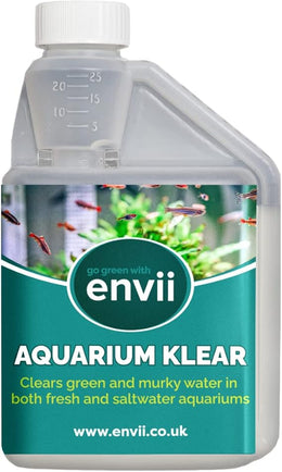 envii Aquarium Klear - Natural Bacteria Clears Green Water Treatment, Crystal Clear Fish Tank Gravel Cleaner, Prevents Growth of New Algae - 500ml Treats 4,000 litres