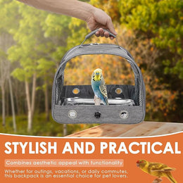 Bird Carrier Portable Travel Small Bird Cage with Perch, Tray and Clear Window Oxford Cloth Small Parrot Carrier for Parrot Parakeet Budgie Cockatiel Hamster Rabbit(grey)