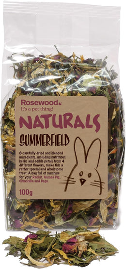 Rosewood Naturals Summerfield Salad, Small Animal Treat for Rabbits, Guinea Pigs, Chinchillas, Degus, Hamster and Gerbils, 100g