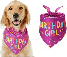 Dog Bandana for Birthday, Bithday Pet Bandana, Pink Triangle Scarf for Small & Medium Dogs, Perfect for Birthday Girl Pets, Birthday Party Accessory