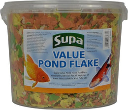 Supa Value Pond Flake Fish Food, 3 Litre Bucket | Premium Quality Goldfish, Koi & Coldwater Pond Fish Food | Provides A Nutritional Balanced Diet | Comes in a Resealable Bucket to Keep the Feed Fresh