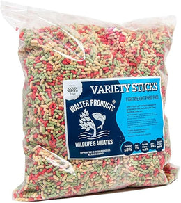 Walters Variety Sticks 40L Bag for Goldfish, Koi, Carp and all Cold Water Pond Fish. Balanced complete lightweight floating pond fish food with natural ingredients. 3kg bag