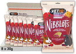 VETIQ Berries Nibblots for Small Animals, Tasty Treats Made with Added Vitamins & a Soft Creamy Centre, Beneficial for Skin & Coat, 30 g (Pack of 8)