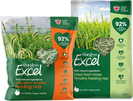 Burgess Excel Mixed Feeding Hay Value Bundle, 2KG – Dried Fresh Grass and Long Stem Feeding Hay for Rabbits – 100% Natural Ingredients, Dust Extracted Timothy Hay