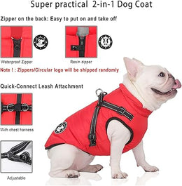 LUOWAN Dog Coats Waterproof, Reflective Outdoor Sports Vest Jacket for Dogs, Winter Dog Coat with Harness for Puppy Small Medium Large Dogs