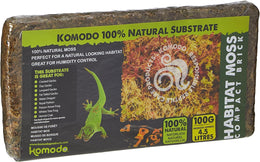 Komodo Habitat Moss Compact Brick for Reptile Cage Habitat Premium Natural Non Toxic Substrate Durable Long Lasting Moisture Control