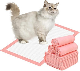 Disposable Litter Tray Liners, 50 pcs Super Absorbent Training Pads, 6-Layer Leak-Proof Cat Litter Liners, 45 x 33 cm Cat Litter Box Liners for Cat Breeze Litter System (Pink)