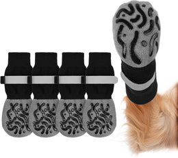 2 Pairs Anti Slip Dog Socks, Dog Paw Protectors with Adjustable Strap, Walking Boots for Injured Paws, Dog Socks Paws Stop Licking, Senior Dogs for Indoor Outdoor Hardwood Floor Walking (M)