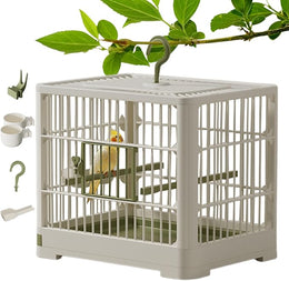 Travel Cage for Small Birds, Large Bird Cage for Parrots - Portable Bird Cages for Bird Containers, Includes Standing Pole, Removable Tray and