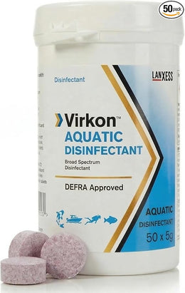Virkon Aquatic Disinfectant Tablets for Fish Ponds & Koi Health – 50 x 5g Broad-Spectrum Virucide Kills KHV, WSSV, Bacteria & Fungi – DEFRA Approved Biosecurity Treatment for Nets, Gear & Systems