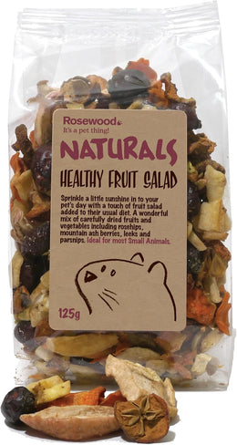 Rosewood Naturals Healthy Fruit Salad, Small Animal Treats for Rabbits, Guinea Pigs, Chinchillas, Hamsters, Gerbils, Mice and Rats, 125g