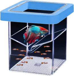 Floating Fish Tank Breeder Box - Transparent Thickened Aquarium Isolation Box for Fish Breeding, Easy to Install and Space-Saving (Blue)