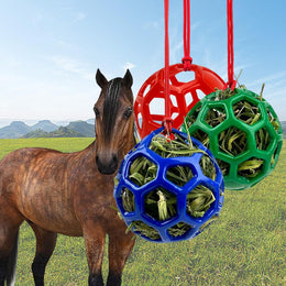3PCS Jolly Hay Ball Stall Toy for Horses, Horse Treat Ball Hay Feeder Holder Hanging Slow Feeding Toy with Rope, Hay Ball for Horses, Goats, Sheep, Stress Relief, Horse Treat Ball Hay Feeder Toy
