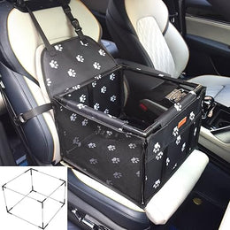 Waterproof Pet Dog Car Seat Booster Carrier Box and Basket with Seat Belt Harness Restraint for Puppy Cat Travel (Black, Standard 40x40cm)