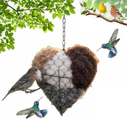 Handmade Fiber Bird Nesting Heart, Natural Alpaca Wool Bird Nesting Material Holder, 8 Inch Refillable Birds Nesting Boxes for Garden, Cute Heart Wild Birds Nesting House, for Birds Lovers Gift