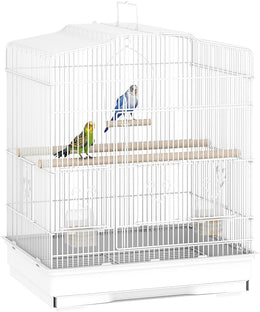PawHut Bird Cage with Perches, Food Bowls, Swing, Parrot Cage for Budgie, Parakeet, Small Bird, 46.5 x 36 x 59cm, White