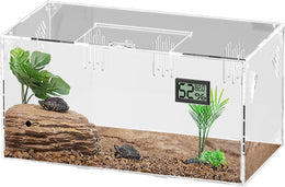 Reptile Vivarium,Tarantula Enclosure,Reptiles Breeding Box,Transparent Acrylic Terrarium with Thermometer,Reptile Tank for Spider/Snail/Frog/Lizard/Turtle/Gecko/Scorpion/Hedgehog (L-No Tray)
