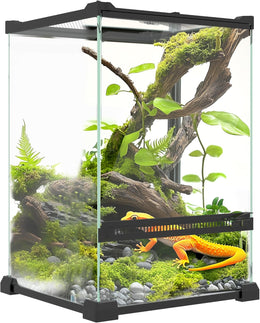 PawHut Glass Reptile Terrarium, 12L Vivarium for Lizards, Frogs, Snakes, Turtles, Tortoises, with Ventilation, 20 x 20 x 30cm