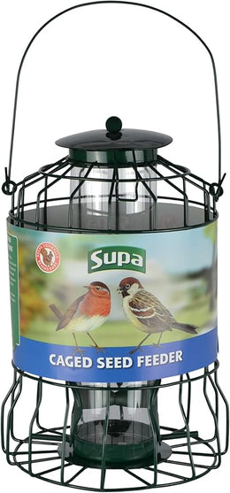 Supa Wild Bird Cage Seed Feeder Deters Squirrels and Larger Birds Such As Doves And Pigeons, Easy to Fill and Easy to Clean.