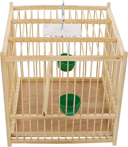 Abaodam Bamboo Bird Carry Cage Small Bird Cage Elegant Beige Indoor Outdoor Rest and Play Large Space