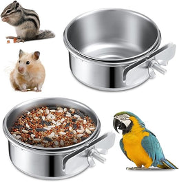 2 Pack Bird Cage Feeder, Bird Water Bowl Guinea Pig Bowl Pet Bowls with Bolt Holder for Birds Hamster Small Pet Cages