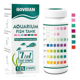 7 in 1 Aquarium Test Strips, 125 Count Fish Tank Test Strips for Freshwater Saltwater Pond, Water Testing Kit Aquarium for Chlorine, Total Hardness, Carbonate, Alkalinity, Nitrate, Nitrite and pH