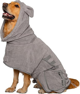 SOGGYDOGGY® UK: Luxury Dog Drying Coat, Super Absorbent Microfibre Dog Drying Robe With Hood, Fast Dry In Minutes, Thick & Soft Robe - Bath, Groom & Travel, Covers Ears, All-Season Dressing Gown (M)