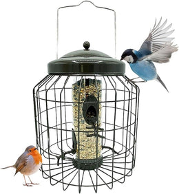 Squirrel Proof Small Bird Feeders - Large Heavy Duty Metal Hanging Birds Feeder for Wild Bird Food. Anti Squirrel Feeder Bird Cage. Great for Hanging Station, Gardening Gifts. (Seed Feeder)