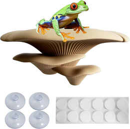 Mushroom Decor for Reptile Tank, Fish Tank, Pet-Safe Bearded Dragon Tank Accessories, Realistic Terrarium Plants for Crested Geckos, Frogs (Desert Beige)