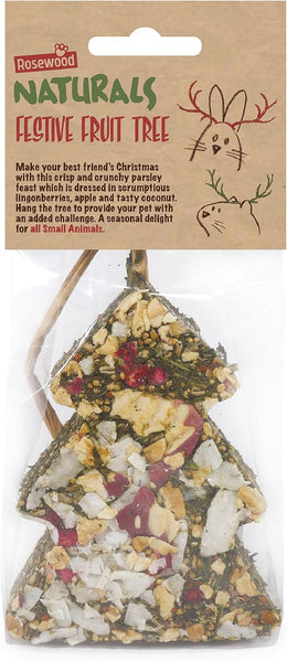 Rosewood Festive Fruit Tree, Christmas Treat For Small Animals Including Rabbits, Guinea pigs, Hamsters, Rats, Mice, Gerbils, Chinchillas and Degus