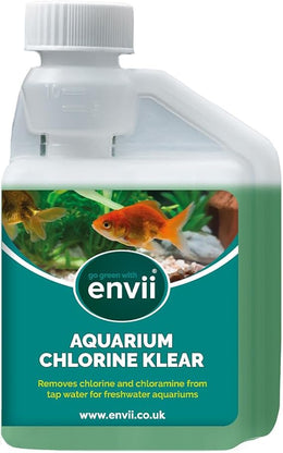 Envii Aquarium Chlorine Klear Tap Safe Water Treatment for Fish Tanks, Natural Water Conditioner & Dechlorinator, Chlorine Remover, Safe for All Fish & Aquatic Life, 250ml Treats 2,500L