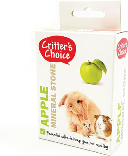 Critters Choice Apple Mineral Stone for Small Animals Nutrient Rich Vitamin Boost Nibbling Treat Natural Safe Healthy for All Life Stages - 40g
