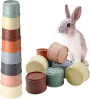 8Pcs Stacking Cups, Rabbit Toys Bunny Toys, Bunny Stacking Cups Pet Toys, Stack Up Cups for Hiding Food and Playtime Fun for Rabbits Small Animals