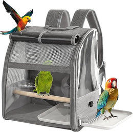 Bird cage backpack Parrot Cage Portable Bird Carrier Backpack with Perch Breathable Mesh Dome Travel Bag for Parrots Small Birds Small Pets Lightweight Travel Backpack