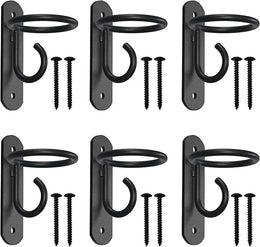 NACETURE Bucket Hooks for Horse Stalls – Anti-Tip Design Feed & Water Bucket Holders, Heavy Duty Stable Barn Fence Accessories – Black Metal Hangers for Horses